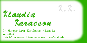 klaudia karacson business card